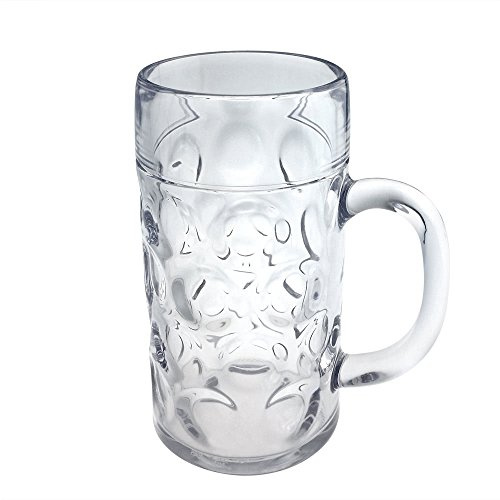 DoimoFlair Tasse de bière verre de bière réutilisable 1 litre en plastique SAN ensemble transparent 2 pcs.