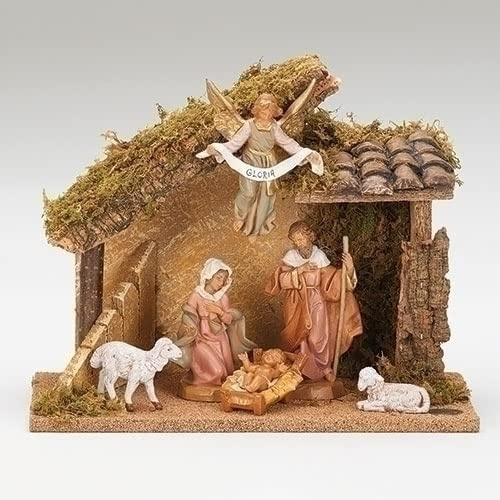 Römische Figuren-Set mit italienischem Stall, 12,7 cm, 6-teilig