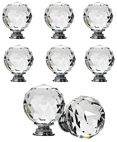 NUODWELL 8 Pcs Spherical Drawer Knob Crystal Pull Handles Cupboard Wardrobe Knobs (40MM