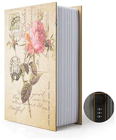 PACOLO Diversion Book Safe Storage Box, Dictionary Secret Safe with Security Combination Lock/Key, Rose Combination