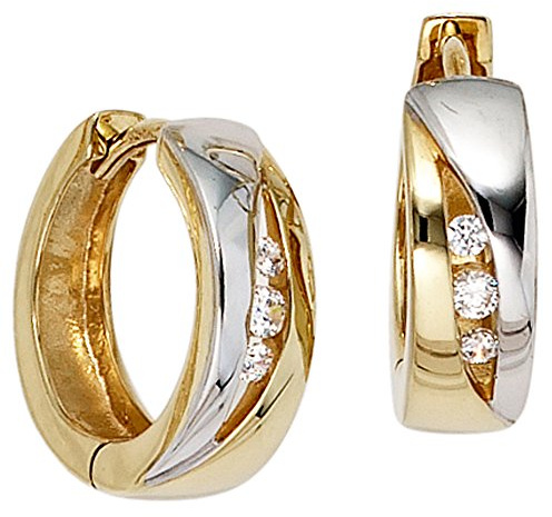 Jobo Damen-Creolen aus 8 Karat 333 Gold Bicolor mit 6 Zirkonia