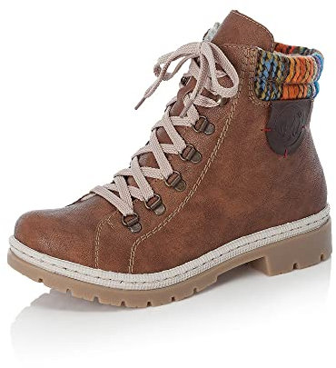Rieker Mujer Botines Y9430, señora Botines con Cordones,Bota con Cordones,Zapato de transición,Bota,Media Bota,Marrón (Braun / 22),37 EU / 4 UK