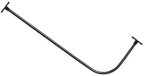 PrettyHome Tringle à rideau de douche d'angle en forme de L pour salle de bain, baignoire, grand espace, 71,1 x 172,7 cm, finition noire