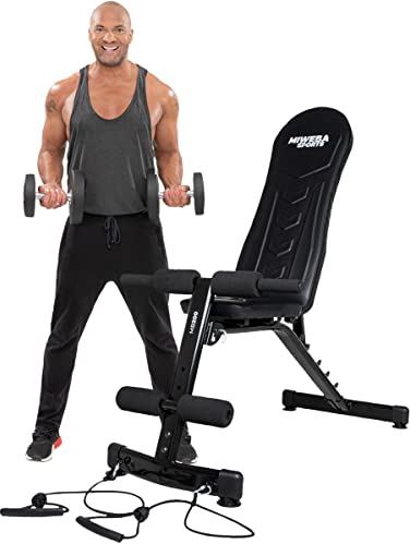 Miweba Sports Fitness Hantelbank MB-200 | 200 Kg Traglast - Klappbar - Trainingsbank mit verstellbarer Rückenlehne - Bauchtrainer - Schrägbank - Flachbank - Gerade/Schräg/Negativ (MB-200 Power Rope)