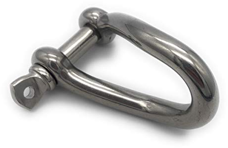 Edelstahl Schäkel gedrehte Form ø 6 mm, V4A A4 AISI 316 Niro Rostfrei Rundschäkel Drehschäkel D-Schäkel Drahtseil Verbinder mit Augenbolzen INOX Stainless Steel [Größe Wählbar] (6mm)