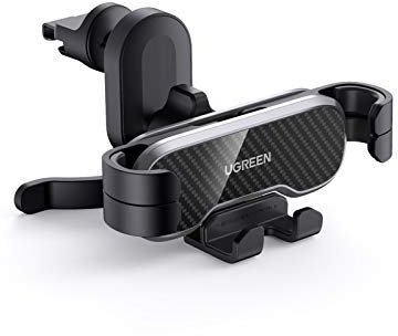 UGREEN Soporte Móvil Coche Rejillas, Soporte Teléfono Móvil Coche Ventilación Automático Car Holder Ajustable por Gravedad Compatible con iPhone 13 13 12, Galaxy S22 S21 S9 S8 Note 20, Redmi Note 11