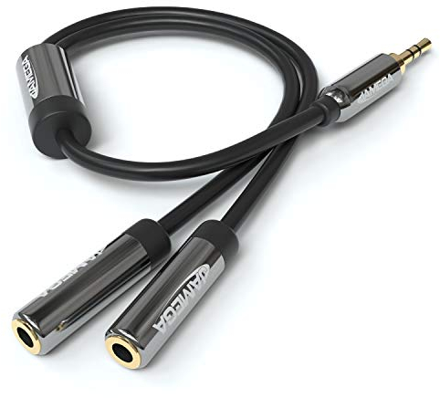JAMEGA – 0,20m Audio Klinke Y-Adapter Kabel | 3,5mm Klinken Stecker auf 2X 3,5mm Klinken Buchse | AUX Y Splitter Verteiler | 3,5mm Stereo Klinken Y-Adapter Kabel
