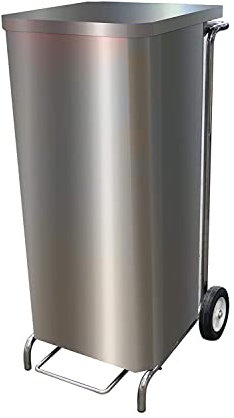 L2G Porte-Sacs Mobile Carene INOX A Ouverture Frontale pour Sacs DE 100-130L, 2 Roues D.150 MM