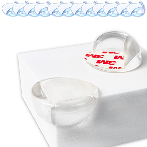 Ecken und Kantenschutz, 12 Stück, vor-geklebt, kristallklar, rundes Design, Spezial Kleber, für Tischecken und Möbelecken, Eckensicherung, Baby Eckenschutz, Tischeckenschutz Kinder, Kantenschutz Möbel