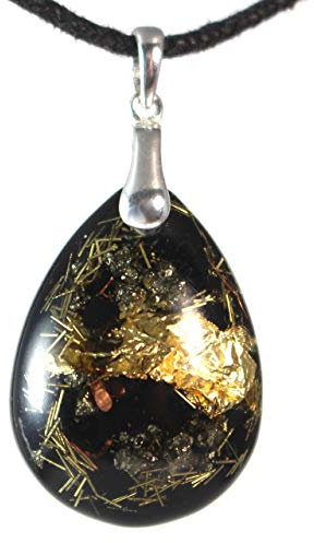 Orpanit® Orgonit Bodyguard of Akasha schwarz Schutzamulett Tropfen Anhänger 925er Silberöse I 100% echtes Orgonit Amulett I Schutz bei EMF, 5G, Haarp, Funkstrahlung I echte Orgonenergie für Harmonie