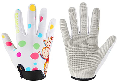 Boyiexin Kids Long Finger Climbing Gloves for Age 3-10 Boys Girls Gymnastics Monkey Bars, Good Grip for Scooter Balance Boards Biking Fishing Outdoor Sports (White2, L (9-10 Years))