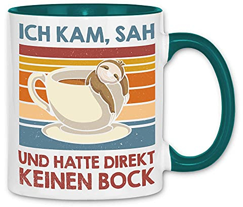 wowshirt Tasse Ich Kam Sah und Hatte Direkt Keinen Bock Faultier Arbeit Job, Farbe:White - Petrol