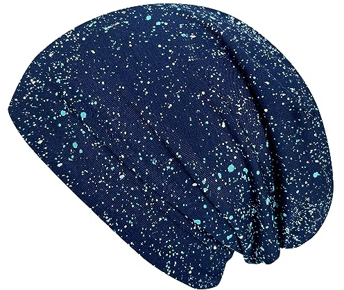 Wollhuhn ÖKO Jungen/Mädchen Bequeme Weiche Long Beanie/Mütze/Beanie-Mütze/Strickmütze/Kindermütze Jersey Gefüttert Übergangszeiten (Öko-Stoffe/Bio) 20220620 Galaxy Blau, L