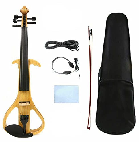 4/4 5 Cordes De Violon Silencieux Électrique Bois Naturel avec Étui Et Arc Violon Pleine Grandeur