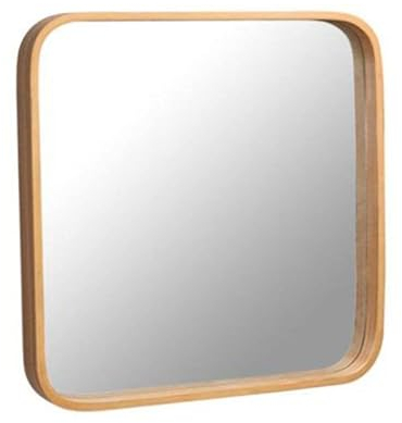 Quadratischer Wandspiegel 40cm | Spiegel mit quadratischem Holzrahmen in Braun Beige | Badspiegel, Wandspiegel Flur, Wohnzimmer Spiegel | Wandmontage, einfach aufzuhängen