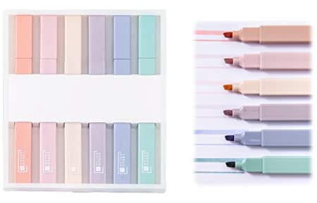 Kylewo 6PCS Highlighter Pen Pastel School Supplies Height 130 mm Highlighter Pen Marker Pens Pastel Rainbow Colours Suitable for Journal Accessories Teacher Gift Office Gadgets