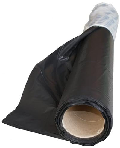 Film plastique d'étanchéité sous-dalle en polyéthylène noir Type 300, 6x25m, bâche étanche de protection chantier, toiture, anti repousse, paillage