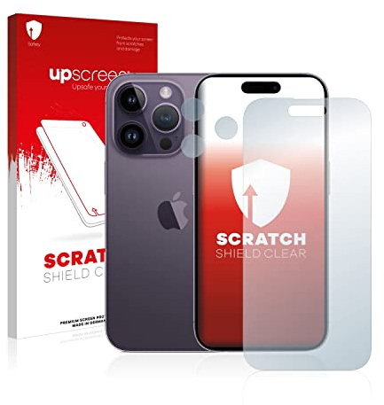 upscreen Schutzfolie für Apple iPhone 14 Pro | (Display+Kamera) Transparenter Displayschutz Made in Germany Kristall-Klar Kratzschutz Anti-Fingerprint