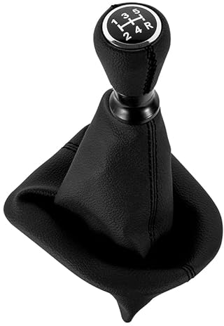DOMENICA 5 Velocidades Pomo Palanca de Cambios Cuero con Funda Compatible de Peugeot 207 307 308 607 608 Citroen C3 C4 C5 (Negro)