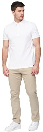Duck and Cover Mens Slim Fit Chino Cotton Summer Casual Trousers(34W/32L,Stone)