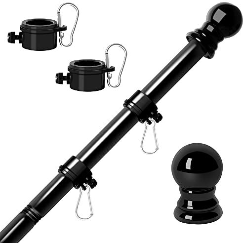 RSOTC Fahnenmast für Außenhaus, 1,8 m, Edelstahl, Metall, schwarz, verhedderungsfrei, robust, für LKW, Haus, Veranda, Hof, Boot, geeignet für 7,6 x 12,7 cm große schwere Gartenflagge (nur Fahnenmast)