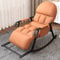 Schaukelstuhl Wohnzimmer Modern Schaukelstuhl mit Liegefunktion, Schaukelstuhl mit Seitentasche, Schaukelsessel mit Verstellbarer Fußstütze, Schaukelsessel für Wohnzimmer, Schlafzimmer (Orange)