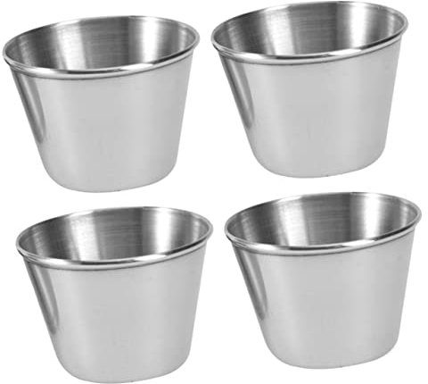 4 Pcs Stainless Steel Sauce Cups - Small Condiment Dipping Bowls for Home Use, Ideal for Soy Sauce, Ketchup, and Barbecue