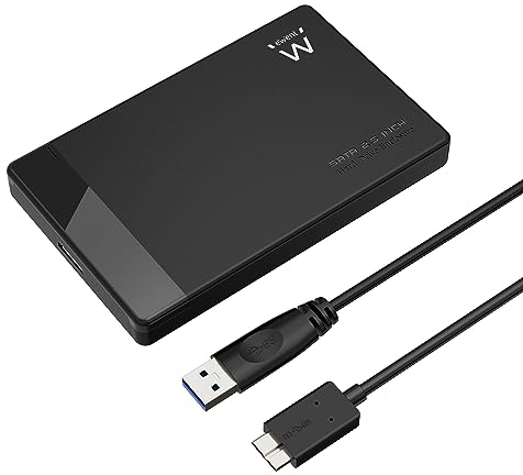 Ewent Case Hard Disk 2.5 pollici,USB Type A e Type B 3.2(Gen1) fino a 5Gbit/s,Enclosure Hard Disk Esterno,Box Case SATA III/UASP,Box SSD HDD 9.5mm e 7mm in ABS, Tool Free, Nero