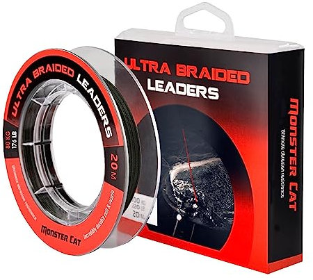 Tandem Baits Monster Cat Super Strong Leaders Geflochtene Angelschnur Angelzubehör Wels-Angeln Zubehör Angelsehne 20 m 60 kg 132 lb