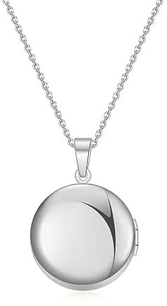 KunBead Jewelry Silver Photo Locket Memorial Custom Personalised Necklace with Picture inside-Stainless Steel for Women