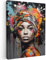 MuchoWow© Impression sur Toile Photo Peinture 50x70 cm Tableau Decoration Murale Chambre Salon Maison Deco Cuisine Femme - Foulard - Graffiti - Noir