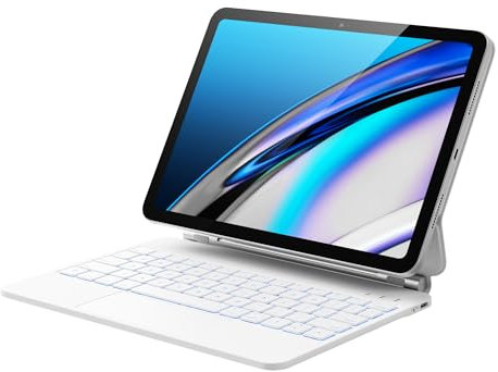 GreenLaw for iPad 10th Generation Case with Magic-Style Keyboard Stand, 7 Color Backlit, Stain-Resistant Surface, Multi-Touch Trackpad, for iPad 10.9 2022, White
