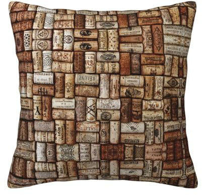 WURTON Soft Decor Kissenbezug aus Kork mit Weinkorkdruck, für Sofa, Couch, Bett, quadratisch gestreift