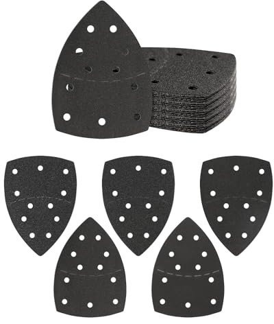 25PCS Mouse Sanding Sheets Wet and Dry with 11 Holes Detail Mouse Sander Paper Multiple Grits (60/80/120/180/240) Silicon Carbide Sandpaper for Wood, Stone, Furniture, for Daily Polishing