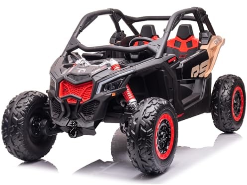 FINOOS Voiture électrique Enfant 2 Places 24V Can-Am. Maverick 4x4 Buggy 24V, 2 Places, avec télécommande 2.4Ghz, 4 x 200W Moteur, Batterie: 24V, 2-7 Ans
