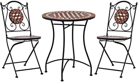 QJBSAVVA 3-TLG Bistro-Set, eckbankgruppe Outdoor Tisch balkonmöbel Balkon Tisch Geeignet für Garten Outdoor Balkon Innenhof Mosaik Keramik Terrakotta