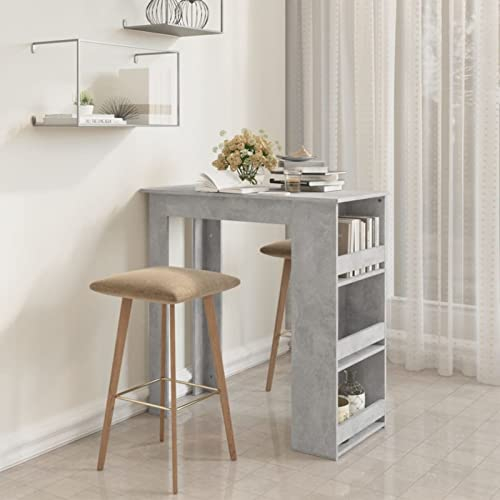 Rantry Bar Table with Storage Rack Concrete Grey 102x50x103.5 cm Kitchen & Dining Room Tables