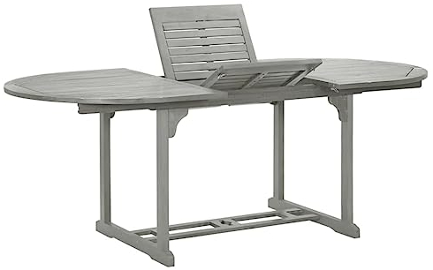 Willood Gartentisch 200x100x75 cm grau Ölbeschichtung Tisch Outdoor wetterfest klappbar