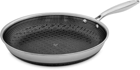 Hell's Kitchen Stainless Steel Frying Pan, Non Stick Frying Pan, Pfas Free | Tri Clad Stainless Steel And Ceramic Nonstick, No Pfoa, Ptfe Or Teflon, Metal Utensil Safe, Oven Safe, 28 cm Ceramic