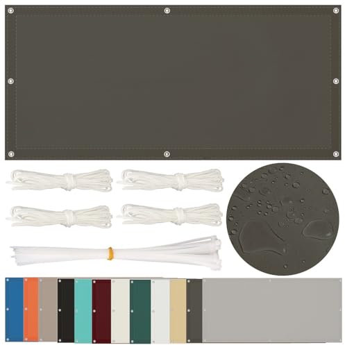 Sonnensegel 3x6 Wasserdicht Rechteckig Mit Ösen - Multi Farbe und Größe, UV Schutz für Balkon, Terrasse, Garten - Schwer, Dunkelgrau