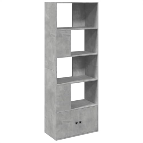 vidaXL Bücherregal, Standregal Regal mit Stauraum, Wandregal Raumteiler für Wohnzimmer, Bücherschrank Aktenregal Büroregal, Betongrau Holzwerkstoff