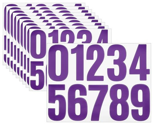 sourcing map 10 Sheets Vinyl House Numbers, 4 Inch Waterproof Self-Adhesive Number Stickers for Mailbox, Sign, Window, Door, Address Number, Purple