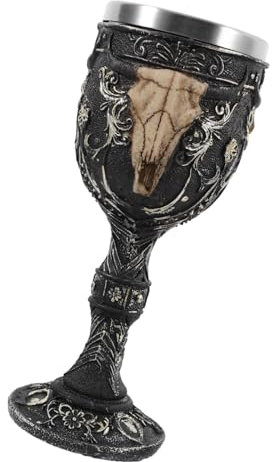 BUGUUYO Calice in Acciaio Inossidabile con Teschio E Testa di Motivo in Resina per Decorazioni Creative