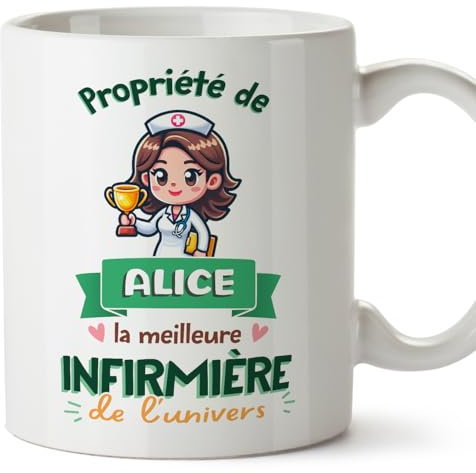 Mugffins Tasses Personnalisables pour INFIRMIÈRE femme - En Français - Cadeau Personalisé- Propriété de - 11 oz / 330 ml
