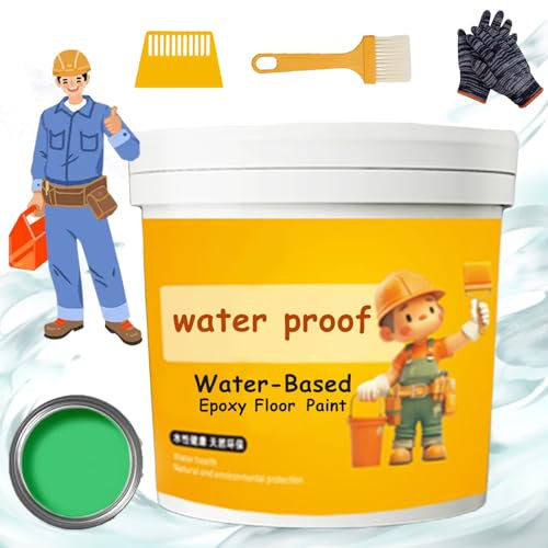 Waterproof Water-Based Epoxy Floor Paint, Quick Dry Anti Slip Water Based Floor Paint, Garage Floor Paint Epoxy Kit with Flakes, Anti-Slip Concrete Floor Paint for Interior & Exterior (A-A,1 Liter)
