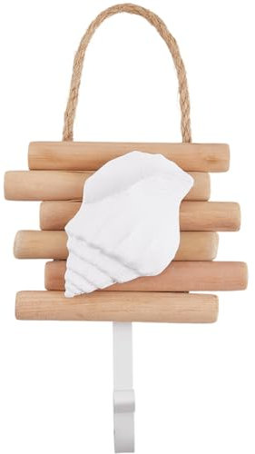 GORGECRAFT Ocean Animal Towel Hanger Rustic Wood Wall Hooks Conchs Hook Nautical Home Beach Themed Towel Hangers 15x12cm Wooden Wall Mounted Coat Rack for Summer Bathrooms Aprons Hats Pot Holders
