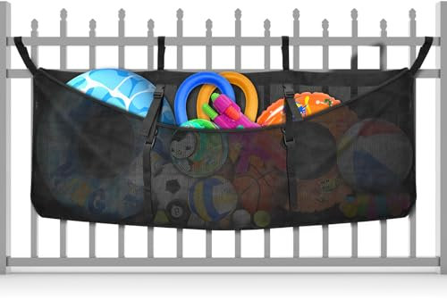 Pool Floats Storage Bag, Foldable Hanging Organizer Mesh for Pool Side and Fence, Adjustable Swimming Outdoor Toy Storage for Balls,Floats, Inflatable Toys and Other Pool Accessories