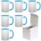 AL PRODUCTION Set di tazze per sublimazione complete di scatola, tazze bianche da 330ml in ceramica per caffè, tè, latte, adatta per stampa subliamtica (Celeste, 6 Pz)