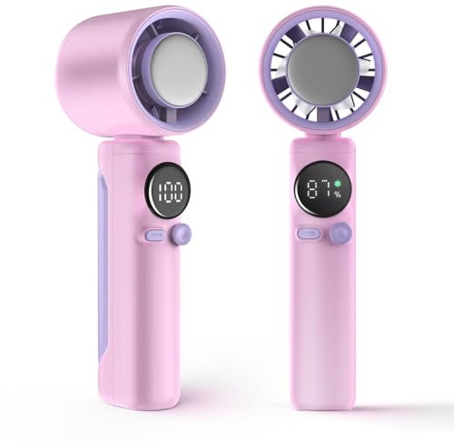 Portátil de Mano Recargable, Mini Ventilador Turbo, Ventilador de Mano Con Batería de 4000mah, Refrigeración, Velocidad Ajustable (1-100), Adecuado para Viajes y Exteriores (Morado)