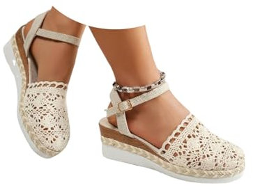Sandalias Plataforma Mujer Esparto Cuña Cerradas Sandalias Comodas Alpargatas Verano Cierre De Hebilla De Vestir Casual Yute Sandalia Elegantes Moda Flexibles Zapatos Antideslizantes Fiesta Novia 2025
